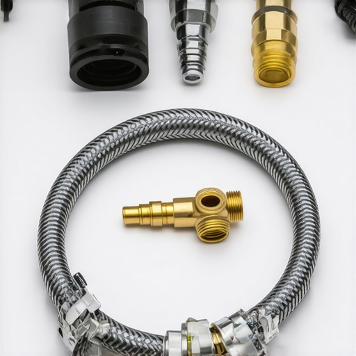 New braided steel hose and brass fittings for professional dishwasher installation.