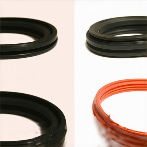 A comparison showing the quality difference between a genuine dishwasher gasket and a cheap generic replacement.