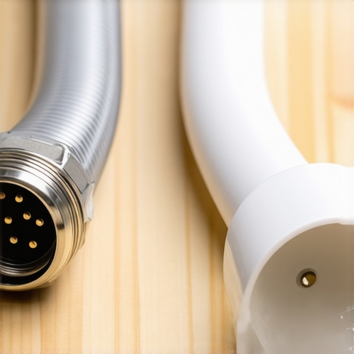 Comparison of a professional braided steel dishwasher hose and a cheap plastic universal hose