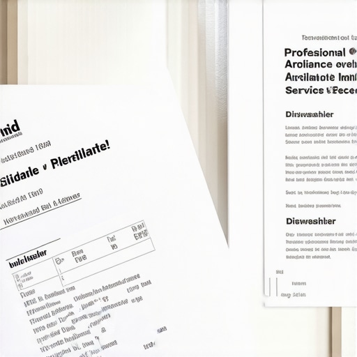 A service receipt and dishwasher manual used for warranty verification.