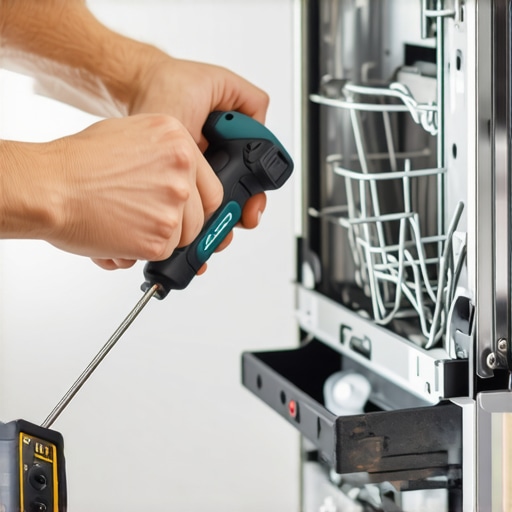 A close-up of essential tools being used for long-term dishwasher maintenance and part inspection.