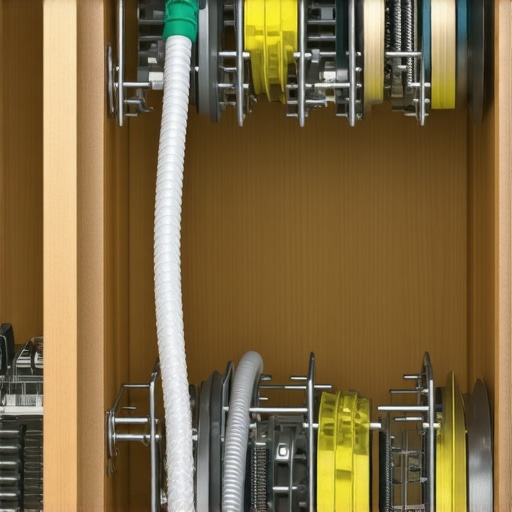 A dishwasher drain hose installed with a high loop to prevent backflow and odors.