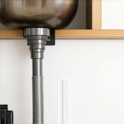 Proper Dishwasher High Loop Installation A dishwasher drain hose secured in a high loop under a kitchen sink to prevent backflow.