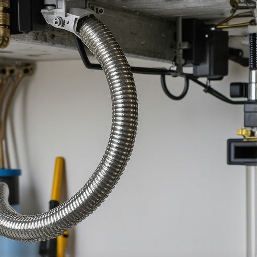 Proper High Loop and Braided Steel Hose Installation Correct configuration of a dishwasher drain hose and braided steel supply line to prevent leaks.