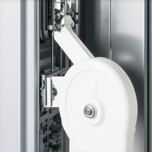 Proper alignment of dishwasher door cable on pulley A detailed view of a dishwasher tension cable correctly seated in the pulley groove during repair.