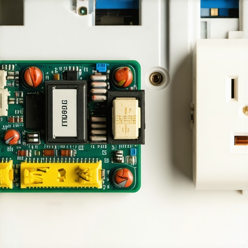 Close-up of a damaged dishwasher control board and a surge protector