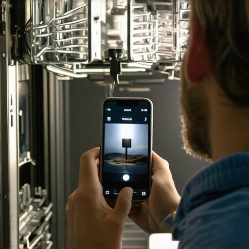 A homeowner filming a dishwasher leak to provide evidence for a warranty claim.