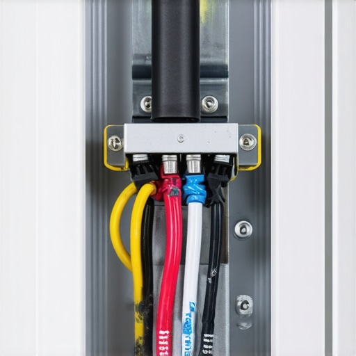 A properly installed dishwasher junction box showing safe wire connections and strain relief clamp under a cabinet.