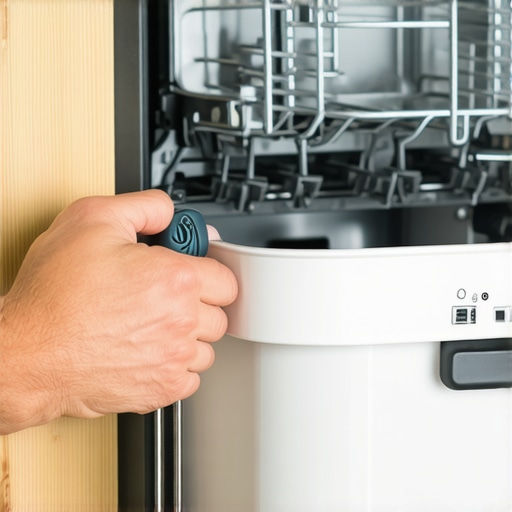A person installing a side-mount bracket for a dishwasher.