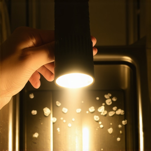 Finding glass fragments in a dishwasher drain pump with a flashlight