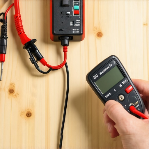 Technician using a multimeter to check a dishwasher door switch for electrical failure.