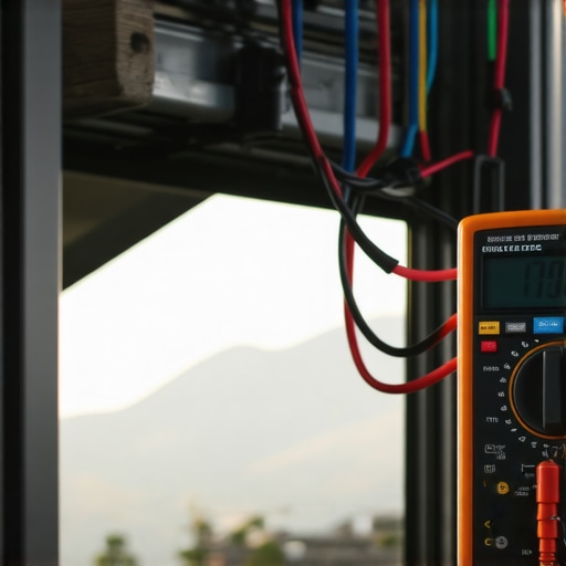 A technician using a multimeter to diagnose a dishwasher thermal fuse in a mountain home.