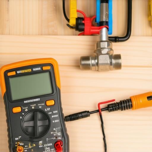 A digital multimeter being used to check the continuity of a dishwasher water inlet valve to diagnose a failure.
