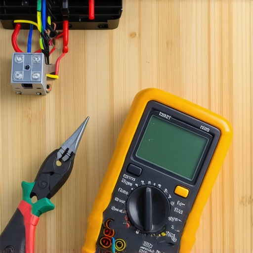 A technician using a digital multimeter to test a dishwasher thermal fuse for continuity.
