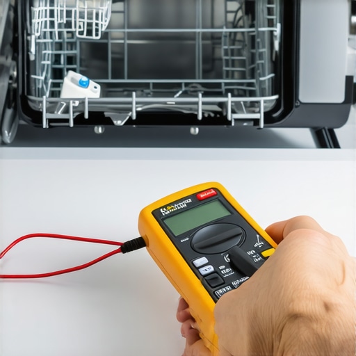Testing Dishwasher Thermal Fuse with Multimeter Hand using a multimeter to diagnose a faulty dishwasher part.