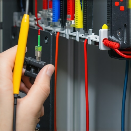 A homeowner testing a dishwasher thermal fuse using a digital multimeter for troubleshooting.