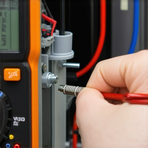 A person using a digital multimeter to diagnose a faulty dishwasher water inlet valve.