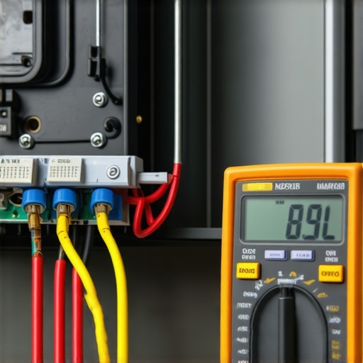 A technician using a multimeter on a dishwasher circuit board to demonstrate precision parts testing.