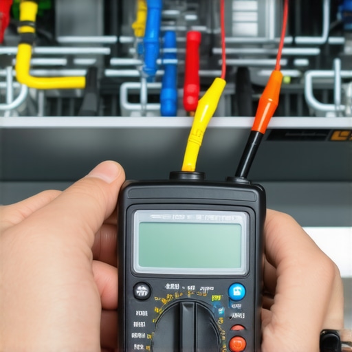 Testing dishwasher components with a multimeter Close up of a multimeter testing a dishwasher fuse for maintenance