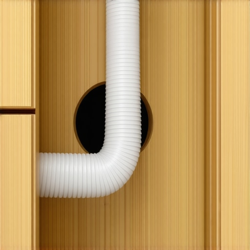 The proper way to route a drain hose through a shared cabinet wall