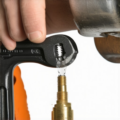 Professional plumber using a basin wrench to secure a dishwasher water supply line